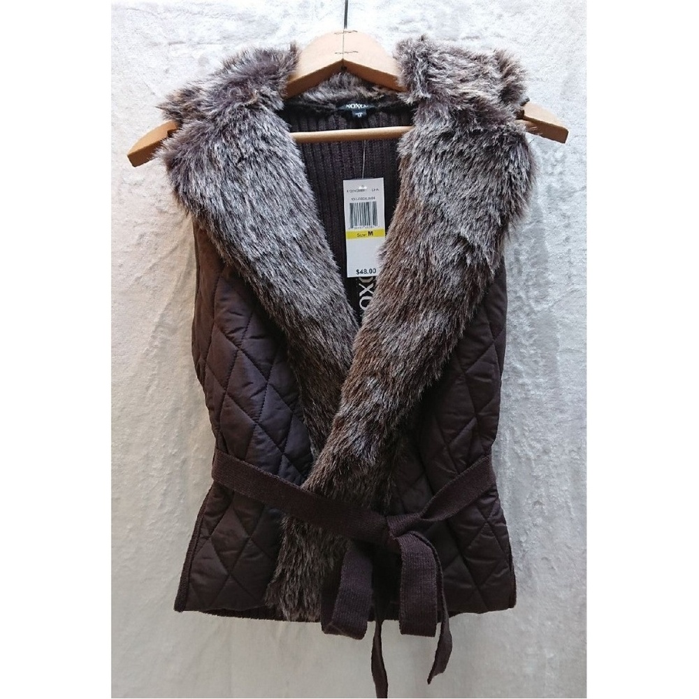 💥SOLD - XOXO Posh Mixed Fabrics Vest with Tie NWT